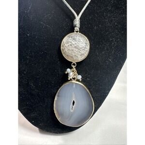 J.Jill ~ Pretty Winter Reflections Pendant ~ NWT Boho Stone Geode Earthy Long